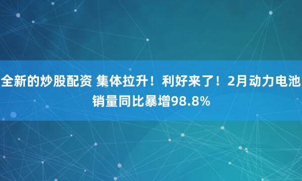 全新的炒股配资 集体拉升！利好来了！2月动力电池销量同比暴增98.8%